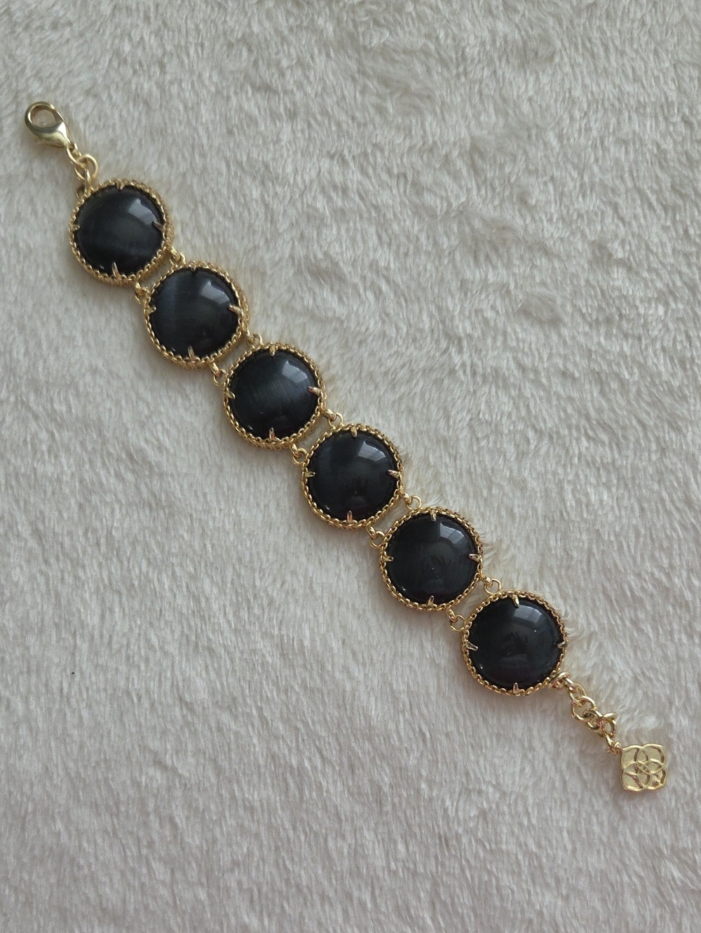 Kendra Scott Ailee Link Bracelet Gold Black Cat's Eye Rare